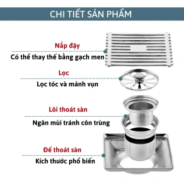Nắp chặn cống inox 304 BC010 cao cấp: Ngăn mùi, ngăn côn trùng, tránh tắc nghẽn, giá ưu đãi 111.000₫