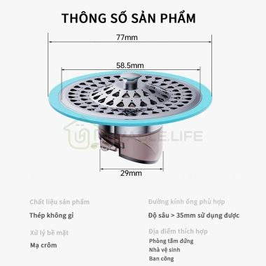 Nắp đậy cống sàn inox cao cấp viền silicon kín - Thoát nước nhanh, ngăn mùi, chống côn trùng - Giá ưu đãi 67.900₫ 5
