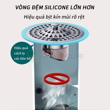 Nắp đậy cống sàn inox cao cấp viền silicon kín - Thoát nước nhanh, ngăn mùi, chống côn trùng - Giá ưu đãi 67.900₫ 6