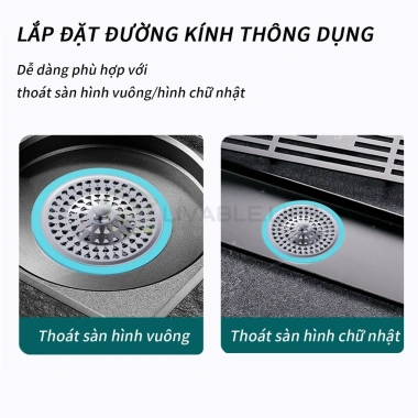 Nắp đậy cống sàn inox cao cấp viền silicon kín - Thoát nước nhanh, ngăn mùi, chống côn trùng - Giá ưu đãi 67.900₫ 7