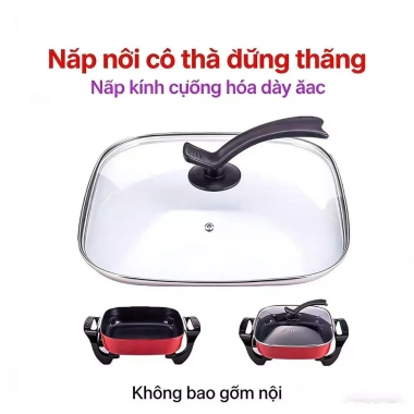 Nắp nồi inox vuông 30x30cm Nắp kính cường lực phù hợp chảo chiên lẩu điện bếp gia đình giảm giá 271.121 VND