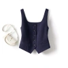 Nâu Pháp Cổ Vuông Áo Vest Nữ Đa Dụng Phù Hợp Với Vest Ngoài và Lớp Ngắn Top 2