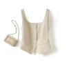 Nâu Pháp Cổ Vuông Áo Vest Nữ Đa Dụng Phù Hợp Với Vest Ngoài và Lớp Ngắn Top 4