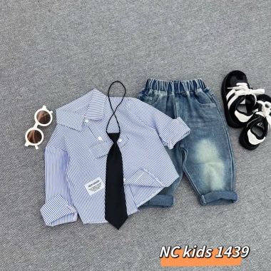 NC39 Bộ đồ lễ tết bé trai: Sơ mi, Quần jean, Cà vạt – Giá chỉ 149.900₫