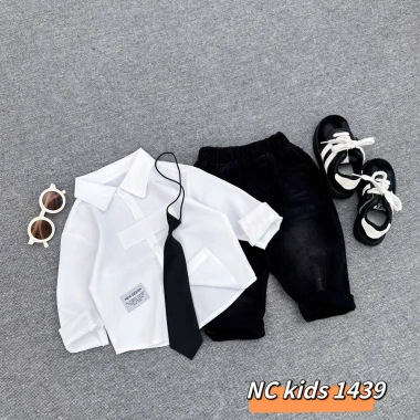 NC39 Bộ đồ lễ tết bé trai: Sơ mi, Quần jean, Cà vạt – Giá chỉ 149.900₫