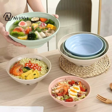 NcVHrt 7-10 inch Bát Nhựa Nhật Bản Không Thể Phá Vỡ - Ramen, Súp, Salad, An toàn Lò Vi Sóng và Máy Rửa Chén, Giá 62.700 VND