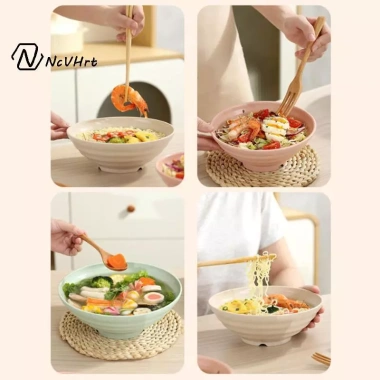 NcVHrt 7-10 inch Bát Nhựa Nhật Bản Không Thể Phá Vỡ - Ramen, Súp, Salad, An toàn Lò Vi Sóng và Máy Rửa Chén, Giá 62.700 VND