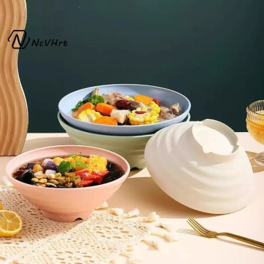 NcVHrt 7-10 inch Bát Nhựa Nhật Bản Không Thể Phá Vỡ - Ramen, Súp, Salad, An toàn Lò Vi Sóng và Máy Rửa Chén, Giá 62.700 VND