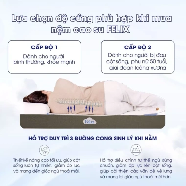 Nệm Cao Su Felix Premium Comfort Giao Tận Cửa - Khử Mùi, Kháng Cháy, Thoáng Khí, Độ Cứng Tiêu Chuẩn, Bền 20 Năm 6