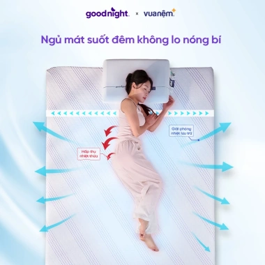 Nệm Foam Goodnight Active Hybrid 20cm mát tới 12h, than đá, giảm giá 9,059,000đ