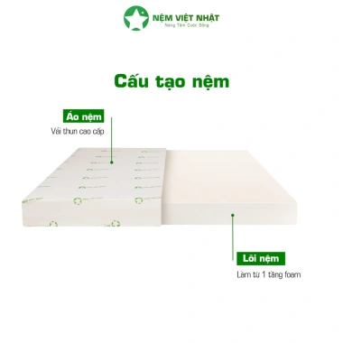 Nệm Foam Việt Nhật Sora - Bảo hành 10 năm, hỗ trợ nâng đỡ, êm ái, mềm mại, đa kích thước, giá 1.61 triệu