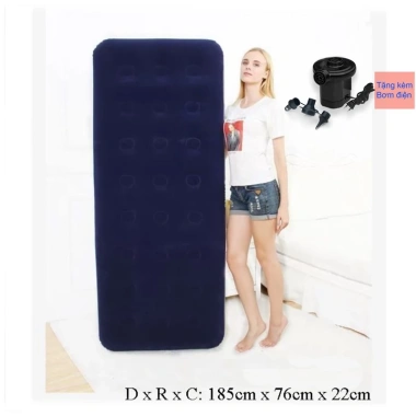Nệm Hơi Đêm Cao Cấp Size Đầy Đủ kèm Bơm Điện 2 Chiều - Du Lịch Gấp Gọn, Giá 365k