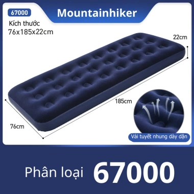 Nệm Hơi Gấp Gọn Đa Năng Bơm, Mặt Nhung Êm Ái - Đệm Du Lịch Cắm Trại Chính Hãng