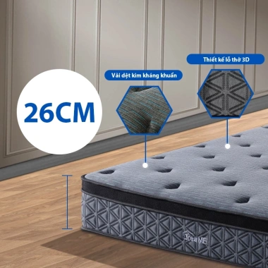 Nệm lò xo 26cm KADE Home Goods - Độc lập, mát mẻ, thoáng khí cho khách sạn 5 sao - Giá ưu đãi 3.499.000₫ 3