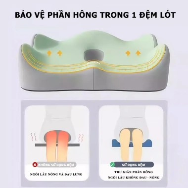 Nệm lót ghế DREAMOFLOVE chống đau xương cụt, giảm đau mông, siêu đàn hồi, thoáng khí – 167.700₫