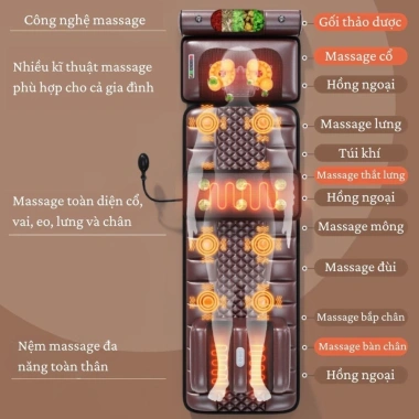 Nệm Massage Toàn Thân + Gối Matxa Cổ Vai Gáy Thảo Dược - Giảm 23% chỉ 1.599.000đ 3 Nệm Massage Toàn Thân + Gối Matxa Cổ Vai Gáy Thảo Dược - Giảm 23% chỉ 1.599.000đ 3