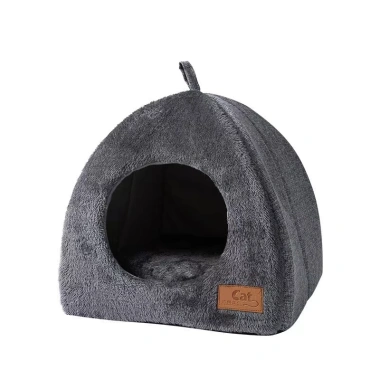 Nệm mèo giữ ấm hình tam giác Cat Cave, vải nhung mềm, chống trượt, phù hợp mùa đông 10