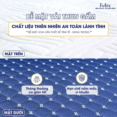 Nệm Xếp Cao Su Thiên Nhiên Felix 5cm Hỗ Trợ Lưng Khử Mùi Thoáng Khí Bền 20 Năm Giao Tận Cửa 4