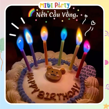 Nến Cầu Vồng Đèn Cầy Nhiều Màu - Trang Trí Bánh Kem Sinh Nhật Lung Linh, Xinh Xắn Giá Chỉ 25.000đ
