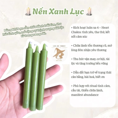 Nến Cây Đèn Cầy Xanh Lá – May Mắn Tài Lộc Spell, Quà Tặng Kèm, Ritual