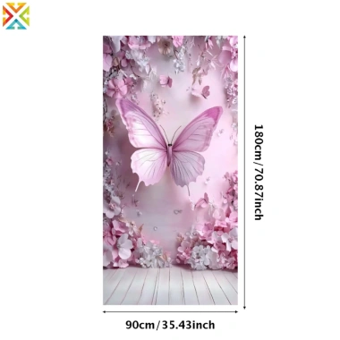 Nền chụp ảnh polyester công chúa hồng phông nền hoa bướm châu Âu treo tường sinh nhật cô gái giá ưu đãi 102.131 VND