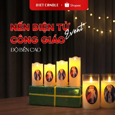 Nến công giáo chạy pin, nến điện tử hình Chúa Giêsu & Đức Mẹ - Giá 1 cây 45.000đ (giá gốc 54.900đ)