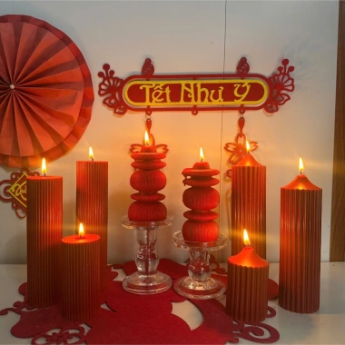 Nến đỏ decor 20cm - Trang trí Tết, Noel, bàn tiệc, giá chỉ 50.000đ