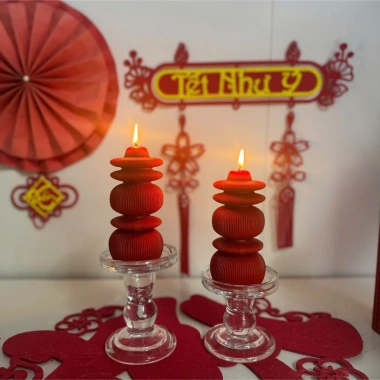 Nến đỏ decor 20cm - Trang trí Tết, Noel, bàn tiệc, giá chỉ 50.000đ