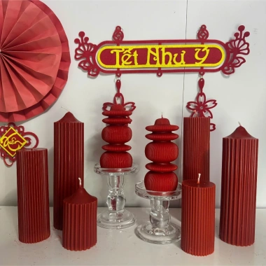Nến đỏ decor 20cm - Trang trí Tết, Noel, bàn tiệc, giá chỉ 50.000đ