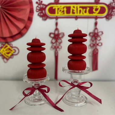 Nến đỏ decor 20cm - Trang trí Tết, Noel, bàn tiệc, giá chỉ 50.000đ