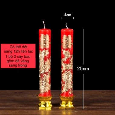 Nến Long Phụng 1 Cặp Đèn Cầy Lễ Gia Tiên, Đám Cưới, Đám Hỏi - 184.000₫ 6