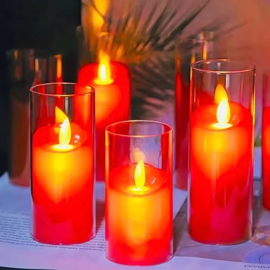 Nến ly điện pin vĩnh cửu, cốc nhựa trong suốt, trang trí Tết, lễ hội, bàn thờ, 45.000₫