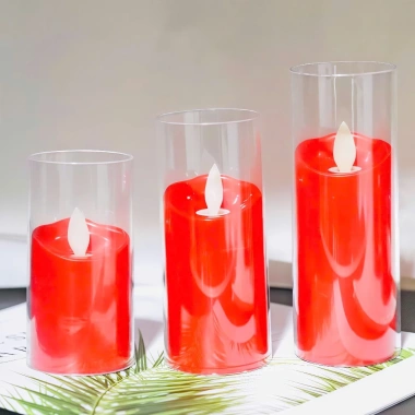 Nến ly điện pin vĩnh cửu, cốc nhựa trong suốt, trang trí Tết, lễ hội, bàn thờ, 45.000₫