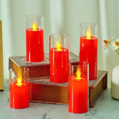 Nến ly điện pin vĩnh cửu, cốc nhựa trong suốt, trang trí Tết, lễ hội, bàn thờ, 45.000₫