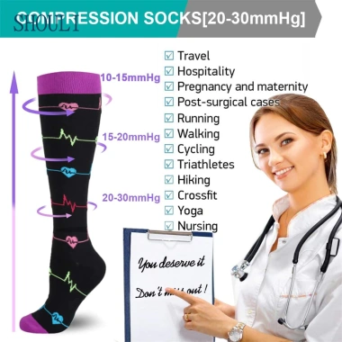 Nén Socks SHOULI 30mm Hg Phụ Nữ - Mệt mỏi? Giảm đau tĩnh mạch, thể thao - 37.838 VND