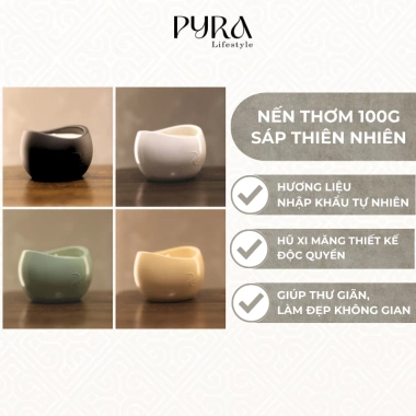 Nến Thơm 100g BST Việt Nam - Sáp Thiên Nhiên An Toàn, Hũ Xi Măng Độc Đáo, Quà Tặng Trang Trí - Pyra Lifestyle