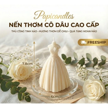 Nến Thơm Cô Dâu Chú Rể Papicandles Set - Trang Trí Phòng Tân Hôn, Tiệc Cưới Sang Trọng Kèm Cốc Hộp 29.000 VND