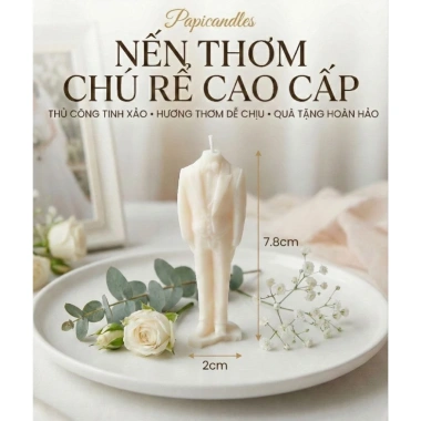 Nến Thơm Cô Dâu Chú Rể Papicandles Set - Trang Trí Phòng Tân Hôn, Tiệc Cưới Sang Trọng Kèm Cốc Hộp 29.000 VND