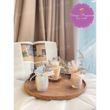 Nến thơm cốc bọc voan hương tinh dầu tự nhiên - quà cưới, sự kiện, doanh nghiệp 42.000