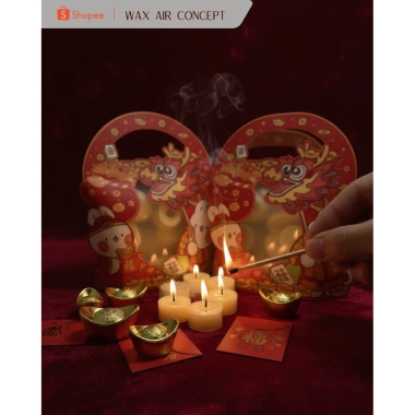 Nến thơm Tealight Sả Chanh WAX AIR CONCEPT 12 viên - Khử mùi, đuổi muỗi, trang trí Tết Rồng Thỏ siêu xinh