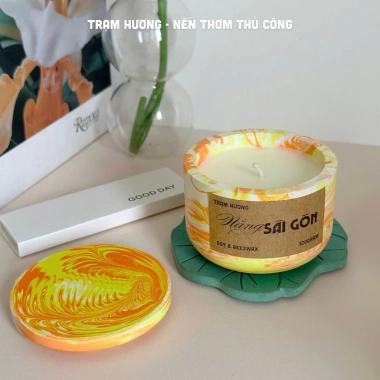 Nến thơm thư giãn hương Trầm Nắng Sài Gòn - Vintage thủ công Trạm Hương, quà tặng 169k 4