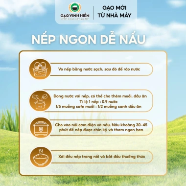 Nếp Chùm Vinh Hiển 1kg - Bao bì mới, dẻo vừa, thơm nhẹ, mềm ngon, chỉ 29.500₫