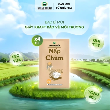 Nếp Chùm Vinh Hiển 1kg - Bao bì mới, dẻo vừa, thơm nhẹ, mềm ngon, chỉ 29.500₫