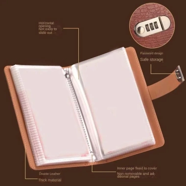 NEWEARTH Giới Hạn Ví Tiết Kiệm Da PU giả cá sấu A6 50 tờ - Khóa an toàn, phù hợp gia đình và lập kế hoạch