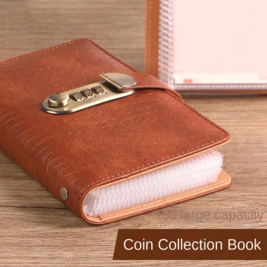 NEWEARTH Giới Hạn Ví Tiết Kiệm Da PU giả cá sấu A6 50 tờ - Khóa an toàn, phù hợp gia đình và lập kế hoạch