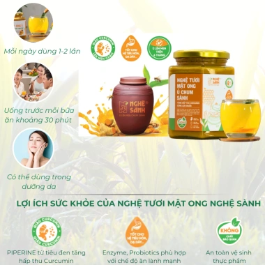 Nghệ tươi mật ong ủ chum sành 500ml - giàu Curcumin xương khớp giảm giá 195k 6