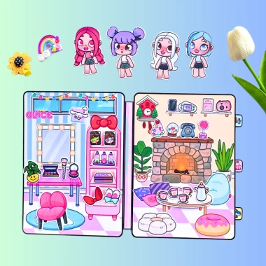 Ngôi nhà búp bê giấy 4 cô bé Melody Kuromi Cinamoroll Kitty – Đồ chơi mới, giá 150k VND 4