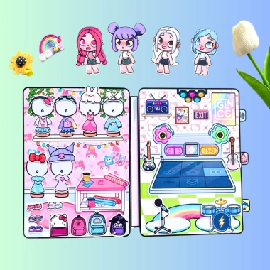 Ngôi nhà búp bê giấy 4 cô bé Melody Kuromi Cinamoroll Kitty – Đồ chơi mới, giá 150k VND 6