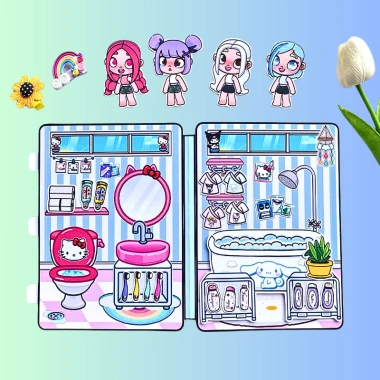 Ngôi nhà búp bê giấy 4 cô bé Melody Kuromi Cinamoroll Kitty – Đồ chơi mới, giá 150k VND 8