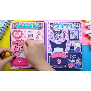 Ngôi nhà búp bê giấy DIY Kuromi và Melody - Quiet Book, giảm còn 99.000₫ 6